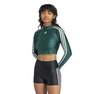 Women 3-Stripes Cropped Long-Sleeve Top, Green, A701_ONE, thumbnail image number 7