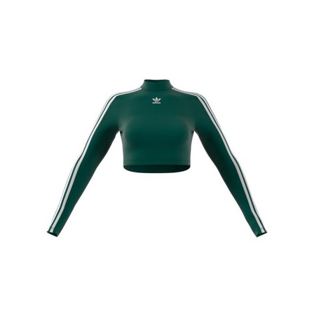 Women 3-Stripes Cropped Long-Sleeve Top, Green, A701_ONE, large image number 8