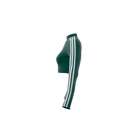 Women 3-Stripes Cropped Long-Sleeve Top, Green, A701_ONE, large image number 9