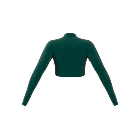 Women 3-Stripes Cropped Long-Sleeve Top, Green, A701_ONE, large image number 11