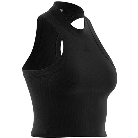 Women Lounge Ribbed Crop Tank Top, Black, A701_ONE, large image number 2