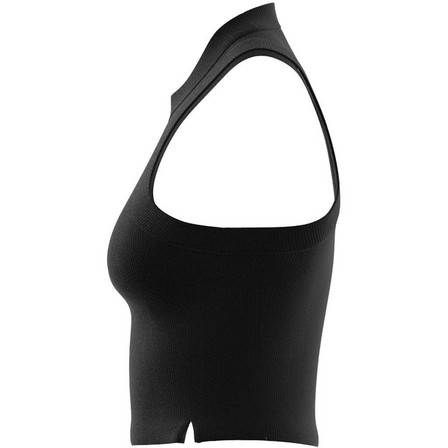 Women Lounge Ribbed Crop Tank Top, Black, A701_ONE, large image number 4
