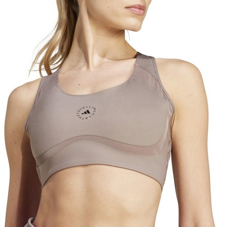 Women Adidas By Stella Mccartney Training Medium-Support Bra, Brown, A701_ONE, large image number 5