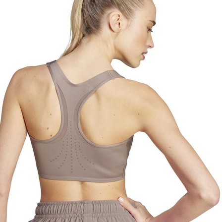Women Adidas By Stella Mccartney Training Medium-Support Bra, Brown, A701_ONE, large image number 7