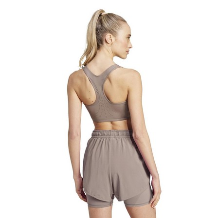Women Adidas By Stella Mccartney Training Medium-Support Bra, Brown, A701_ONE, large image number 8