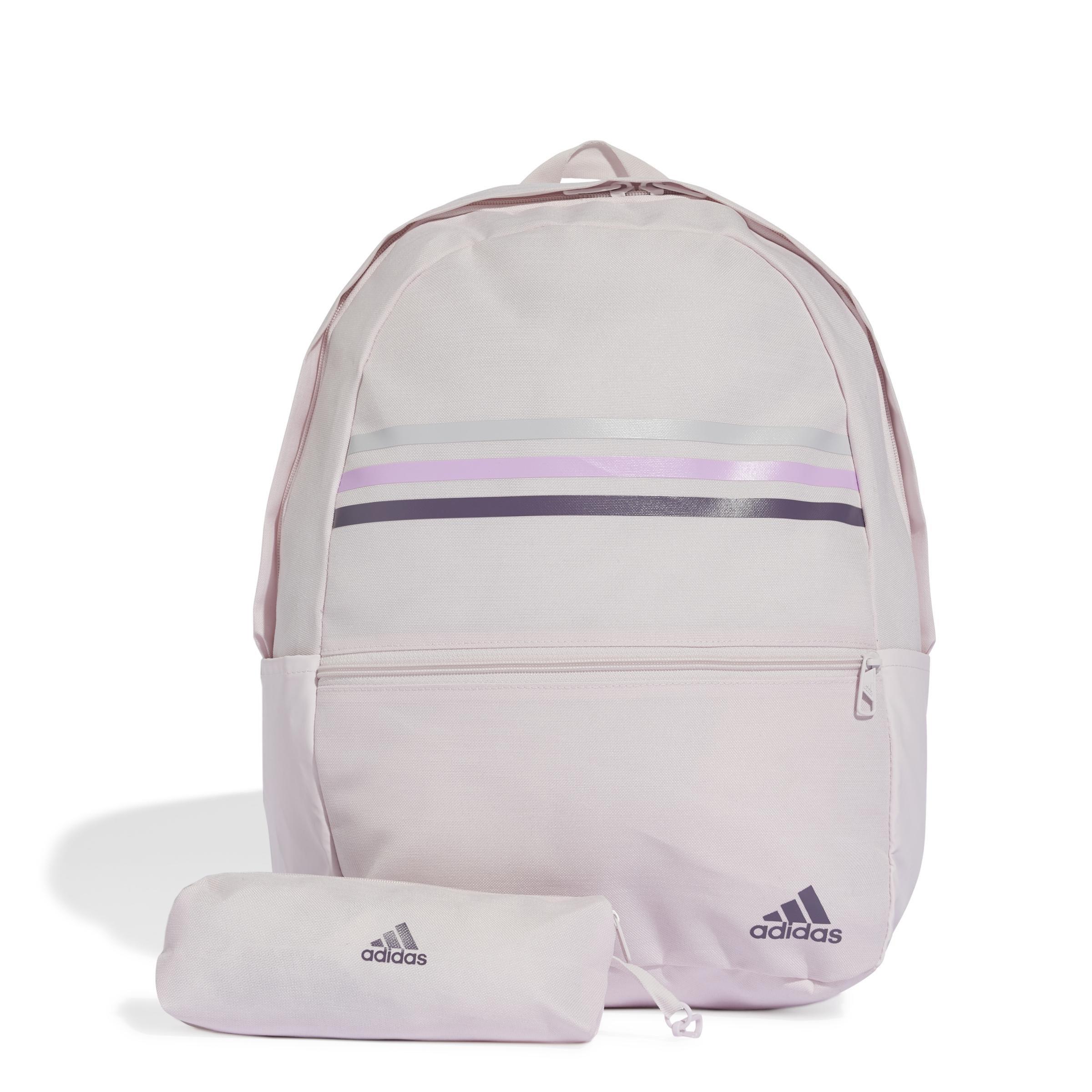 Unisex Classic 3-Stripes Backpack, Pink, , large image number 1