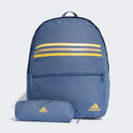 Unisex Classic Horizontal 3-Stripes Backpack, Blue, A701_ONE, large image number 0