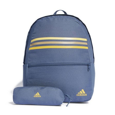 Unisex Classic Horizontal 3-Stripes Backpack, Blue, A701_ONE, large image number 3