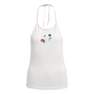 Women Fashion Graphics Floral Halter Neck Top, White, A701_ONE, thumbnail image number 0