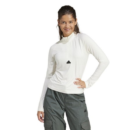Women City Escape Quarter-Zip Long-Sleeve Top, White, A701_ONE, large image number 0