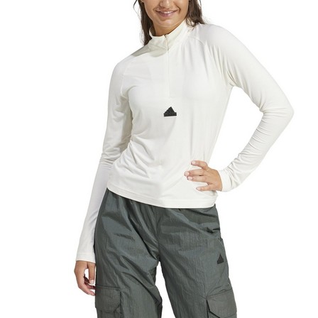 Women City Escape Quarter-Zip Long-Sleeve Top, White, A701_ONE, large image number 2