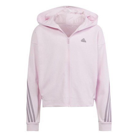 Kids Girls Future Icons 3-Stripes Full-Zip Hoodie, Pink, A701_ONE, large image number 0