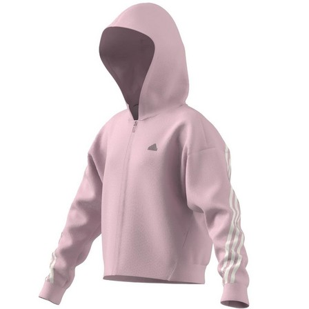 Kids Girls Future Icons 3-Stripes Full-Zip Hoodie, Pink, A701_ONE, large image number 7