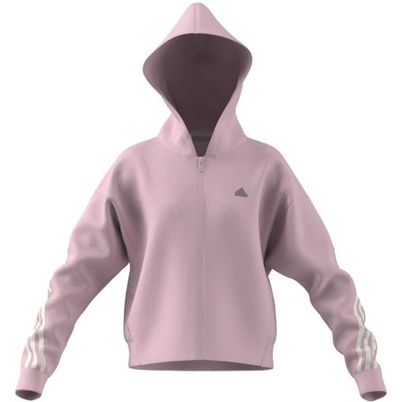 Kids Girls Future Icons 3-Stripes Full-Zip Hoodie, Pink, A701_ONE, large image number 10