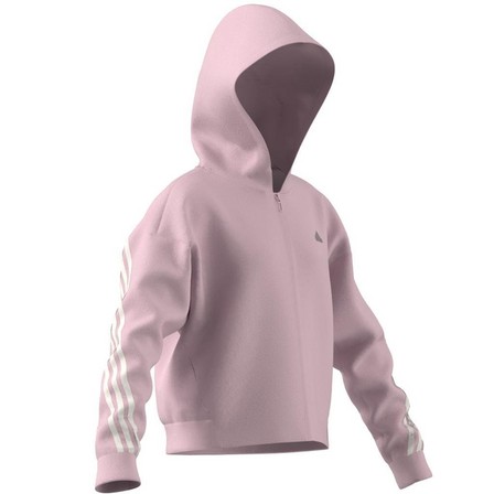Kids Girls Future Icons 3-Stripes Full-Zip Hoodie, Pink, A701_ONE, large image number 12