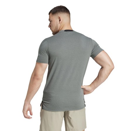 Mens Training Workout T-Shirt, Grey, A701_ONE, large image number 4