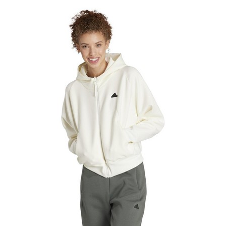 Women Adidas Z.N.E. Full-Zip Hoodie, White, A701_ONE, large image number 14