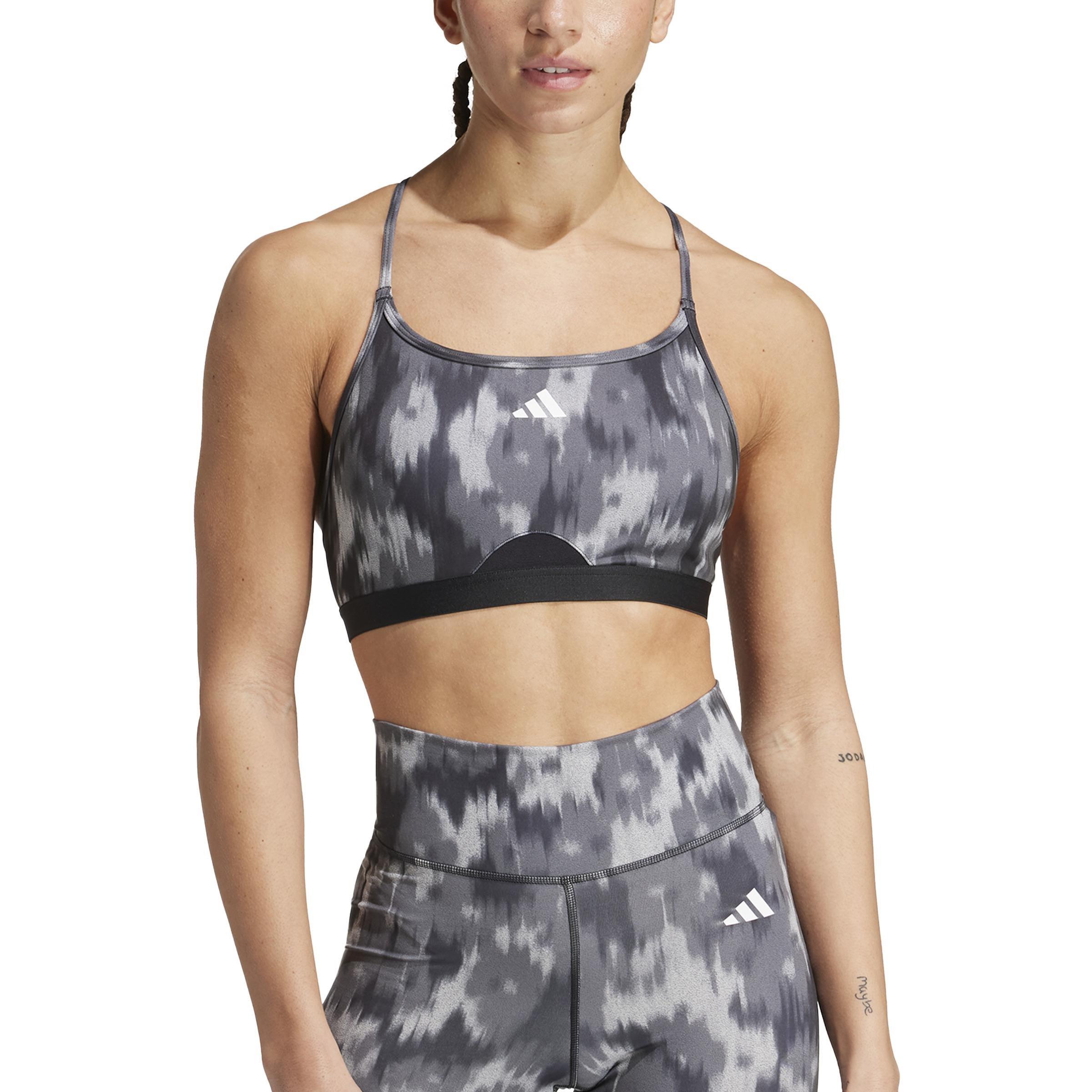 Women Aeroreact Training Essentials Light-Support All-Over Print Flower Bra, Grey, A701_ONE, large image number 0