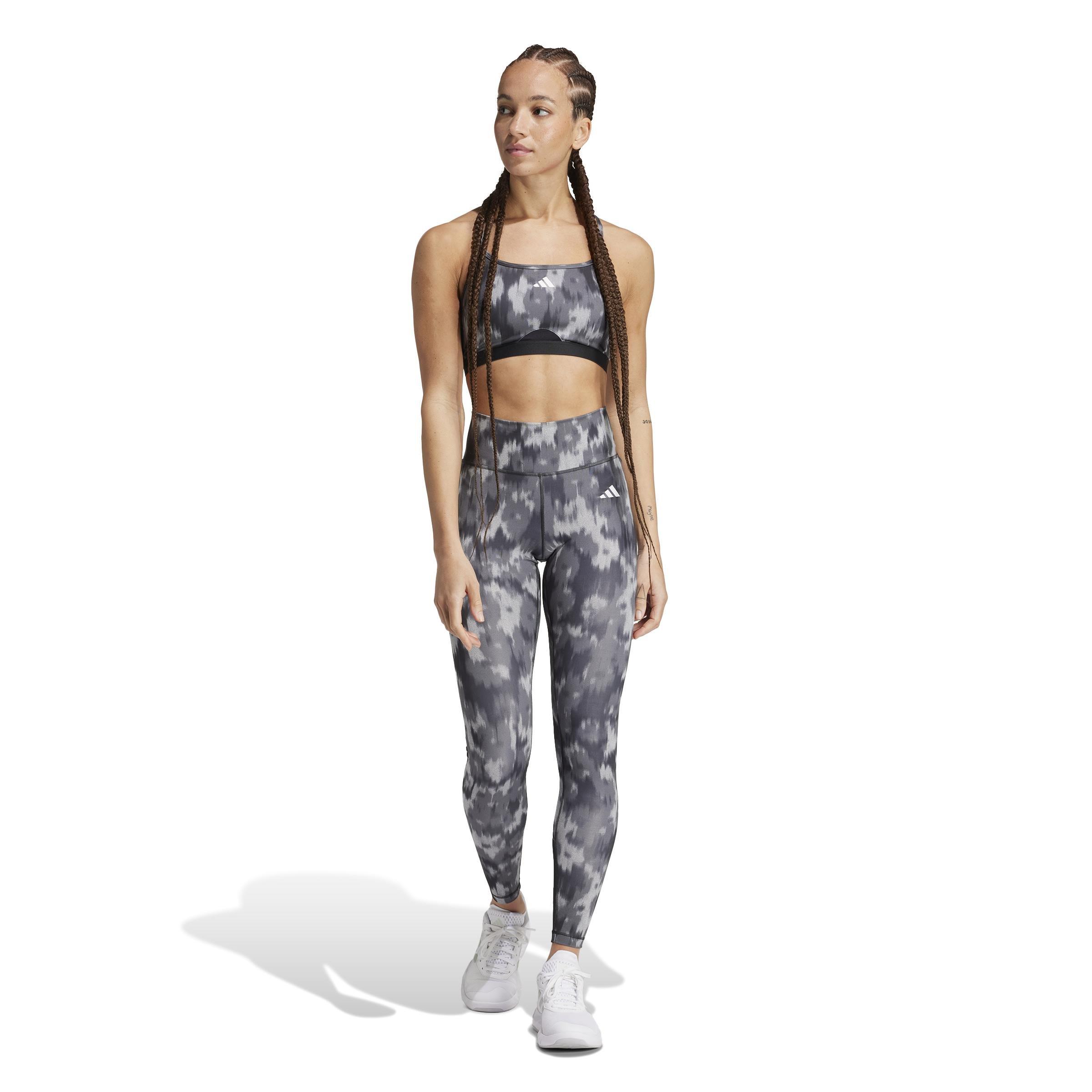 Women Aeroreact Training Essentials Light-Support All-Over Print Flower Bra, Grey, A701_ONE, large image number 3