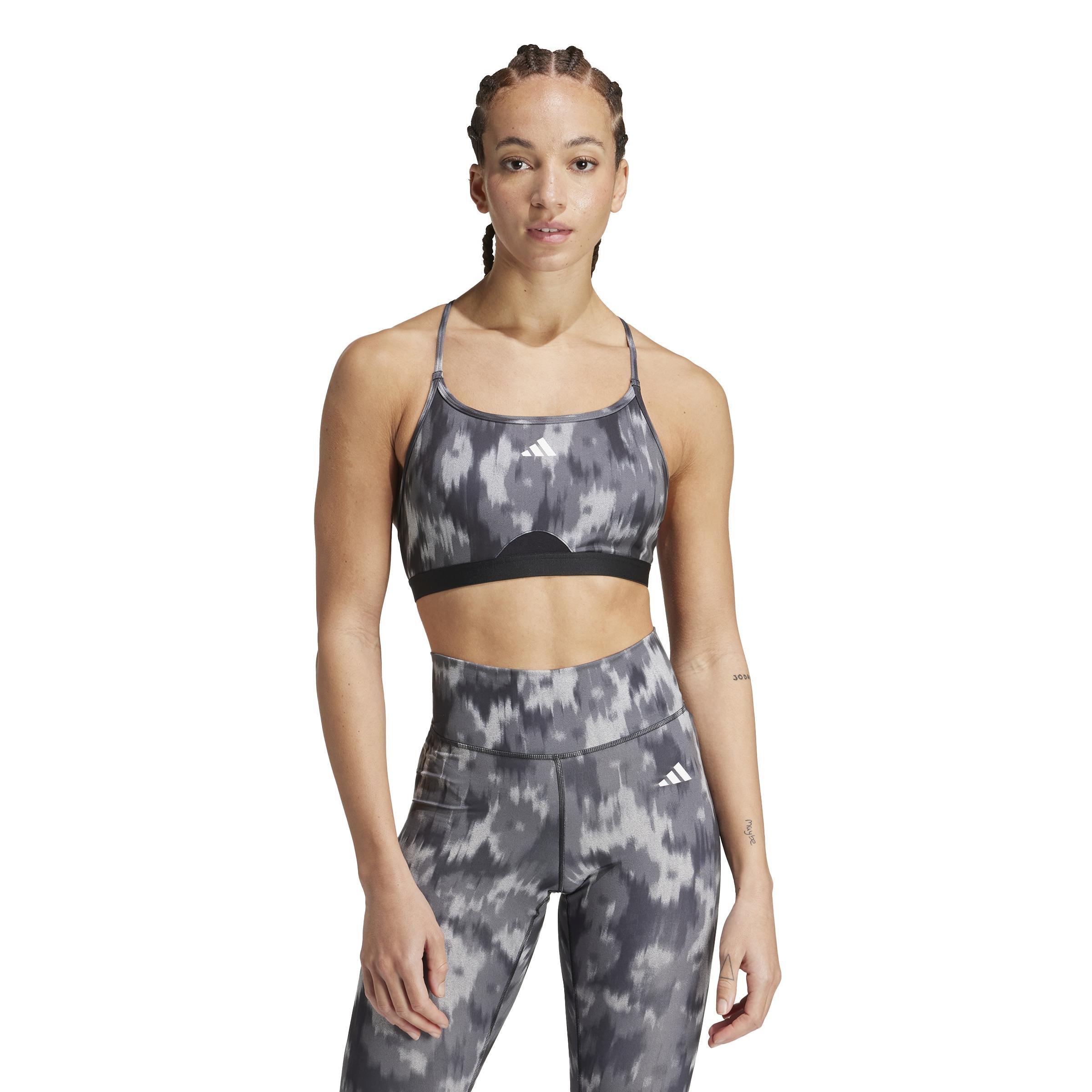 Women Aeroreact Training Essentials Light-Support All-Over Print Flower Bra, Grey, A701_ONE, large image number 6