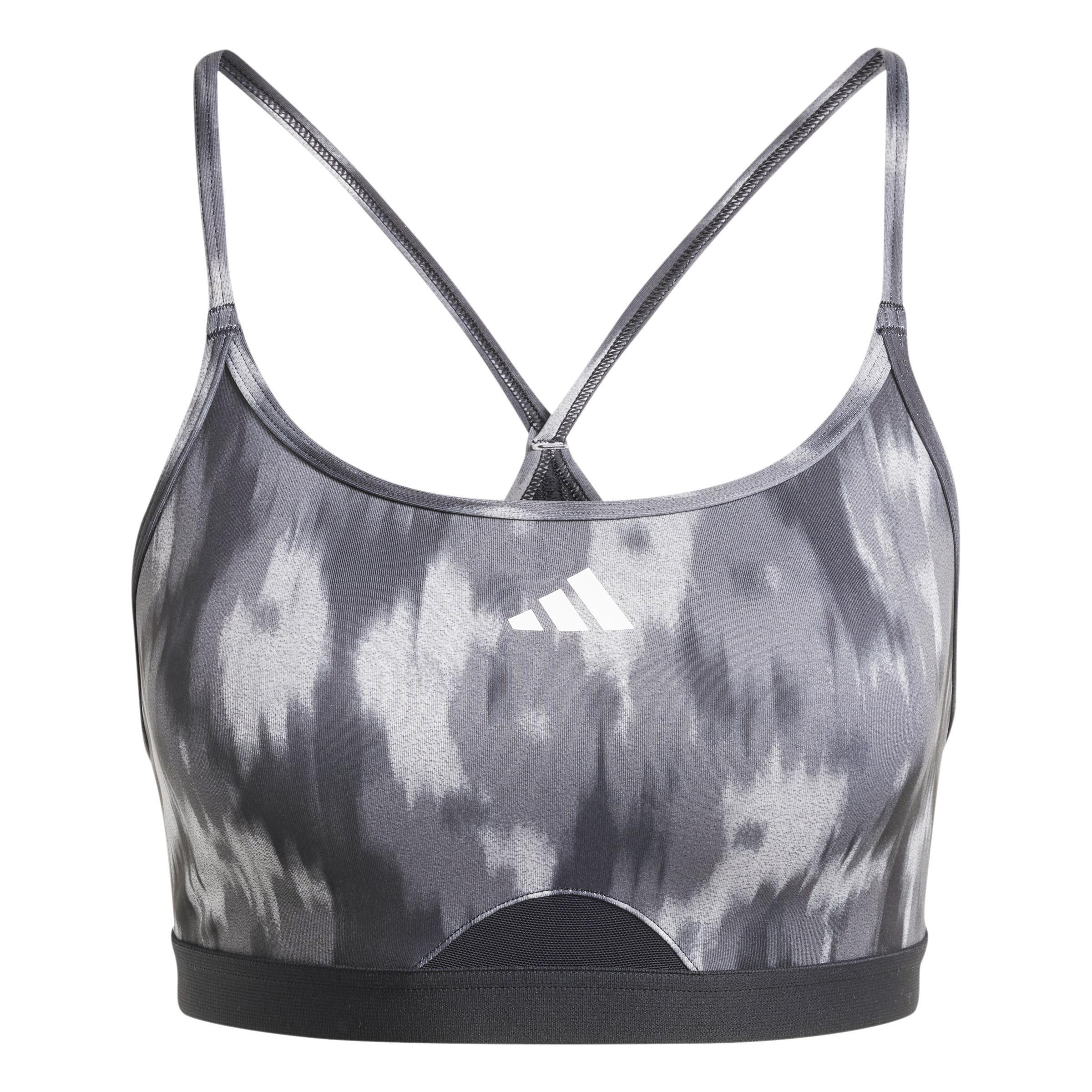 Women Aeroreact Training Essentials Light-Support All-Over Print Flower Bra, Grey, A701_ONE, large image number 7