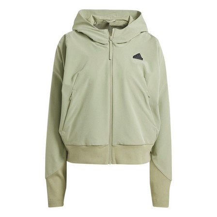 Women Z.N.E. Woven Full-Zip Hoodie, Green, A701_ONE, large image number 1