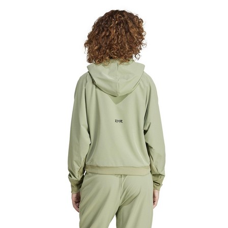 Women Z.N.E. Woven Full-Zip Hoodie, Green, A701_ONE, large image number 3