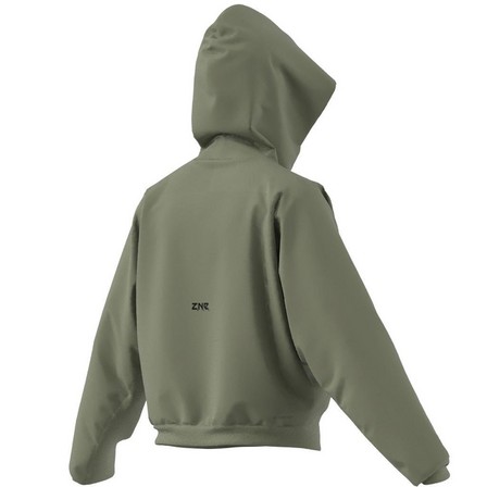 Women Z.N.E. Woven Full-Zip Hoodie, Green, A701_ONE, large image number 8