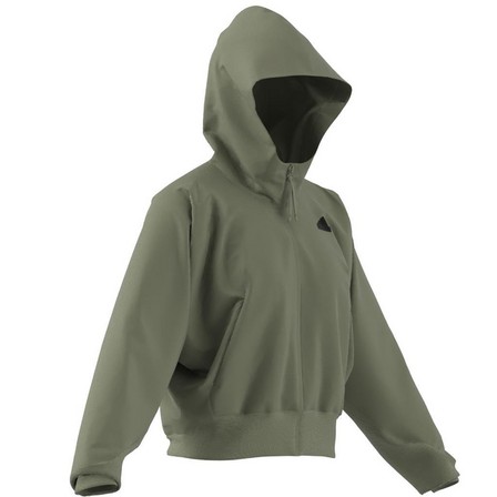 Women Z.N.E. Woven Full-Zip Hoodie, Green, A701_ONE, large image number 9