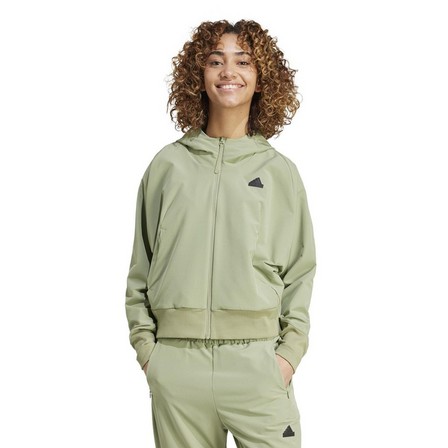Women Z.N.E. Woven Full-Zip Hoodie, Green, A701_ONE, large image number 13