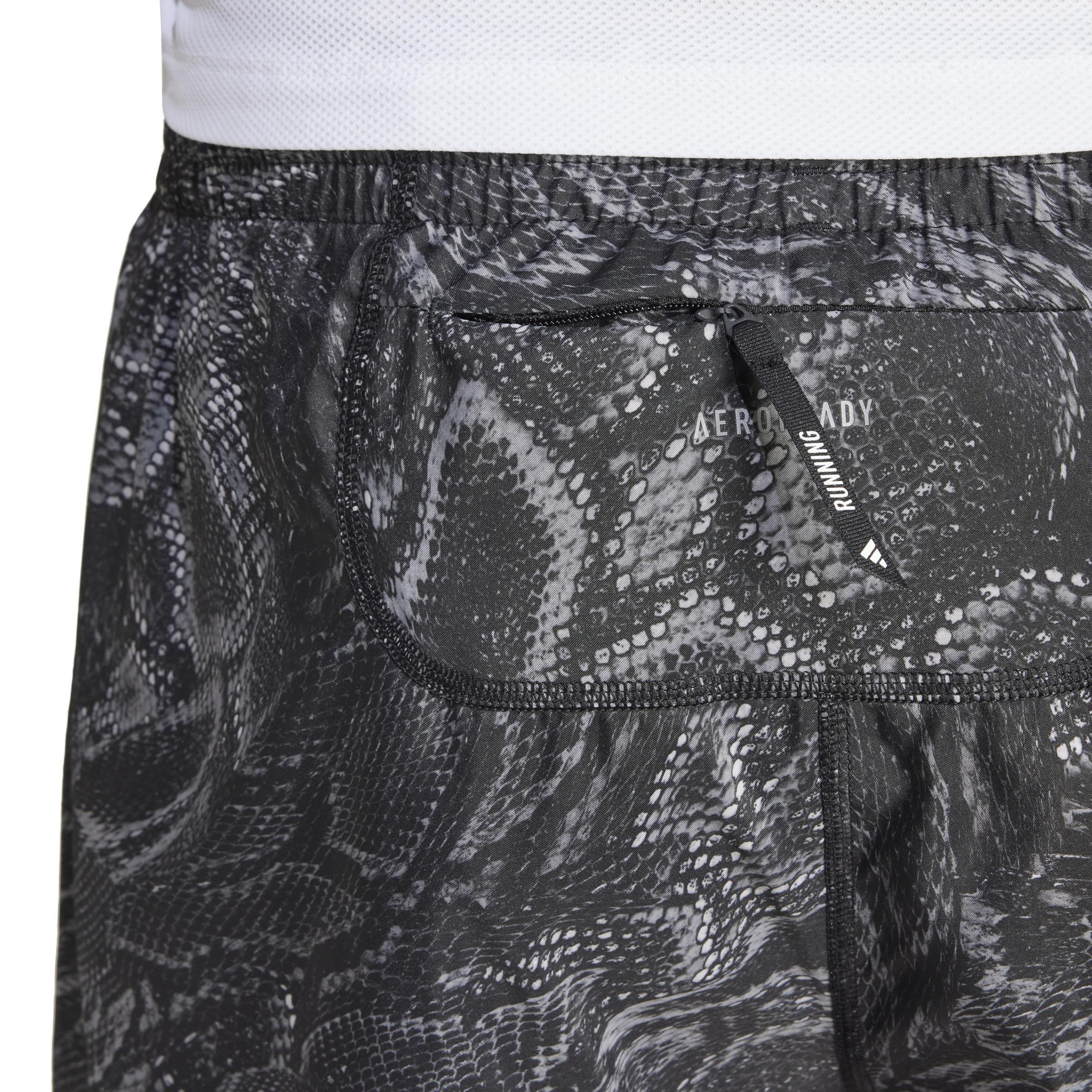 Own The Run Excite All-Over Print Aeroready Shorts, Black, A701_ONE, large image number 4