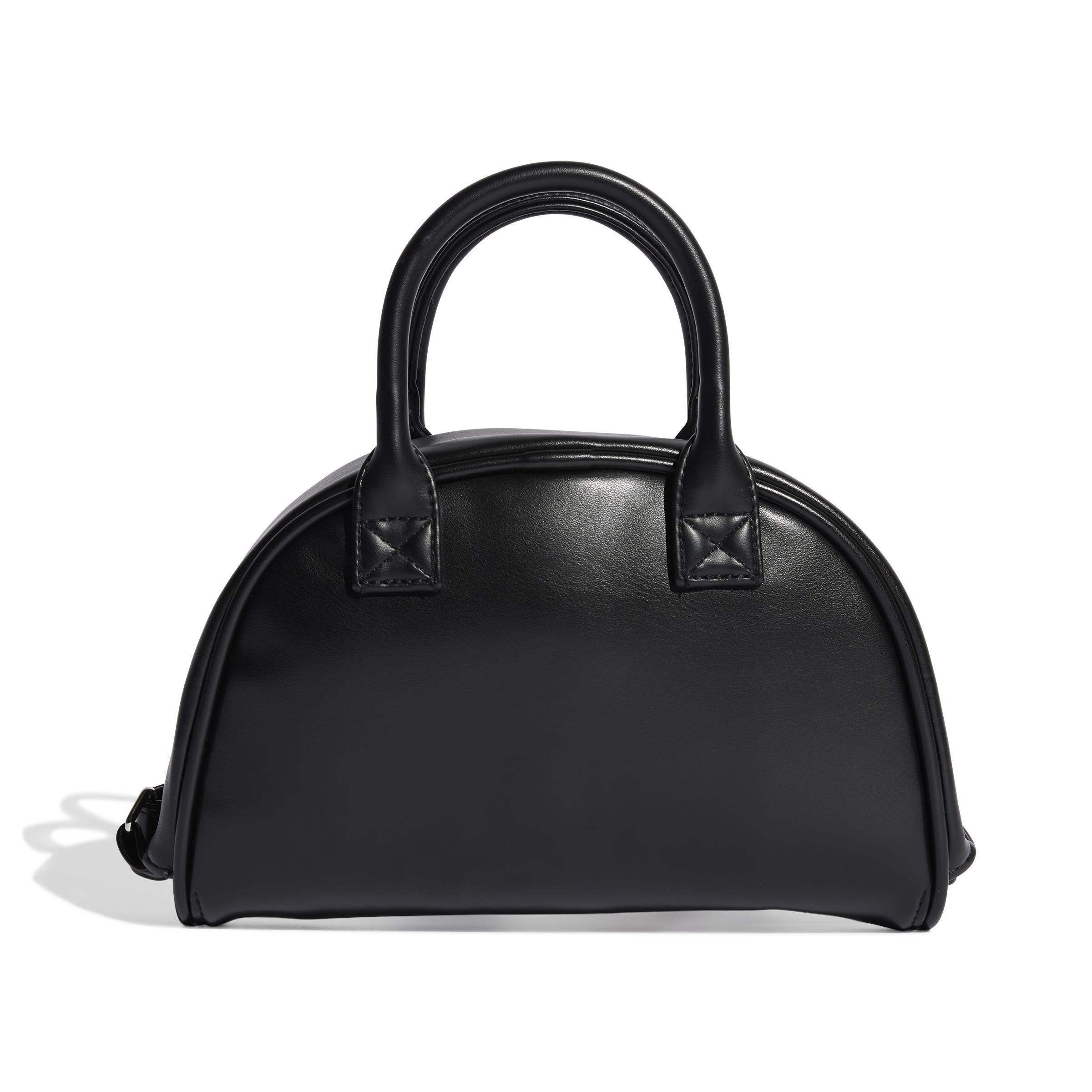 Polyurethane Trefoil Satchel Bag, Black, , large image number 0