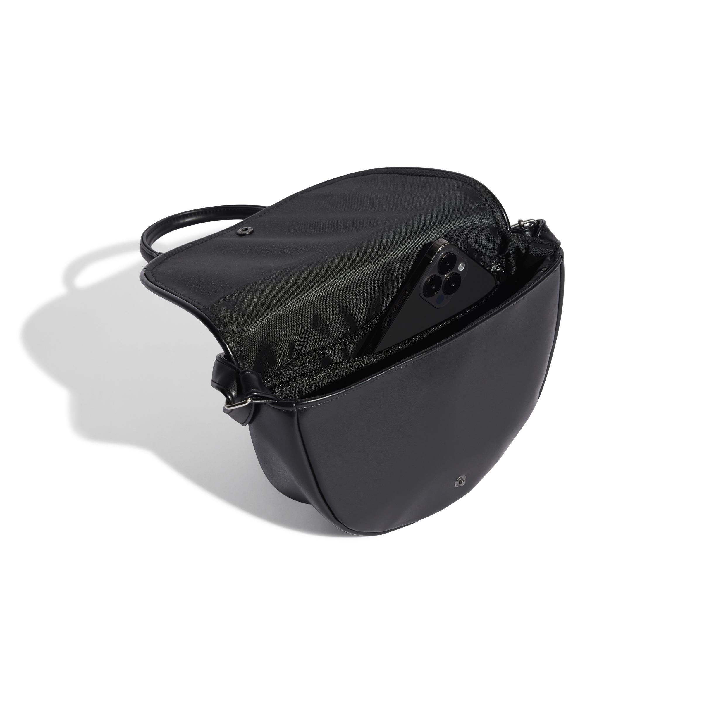 Polyurethane Trefoil Satchel Bag, Black, , large image number 1