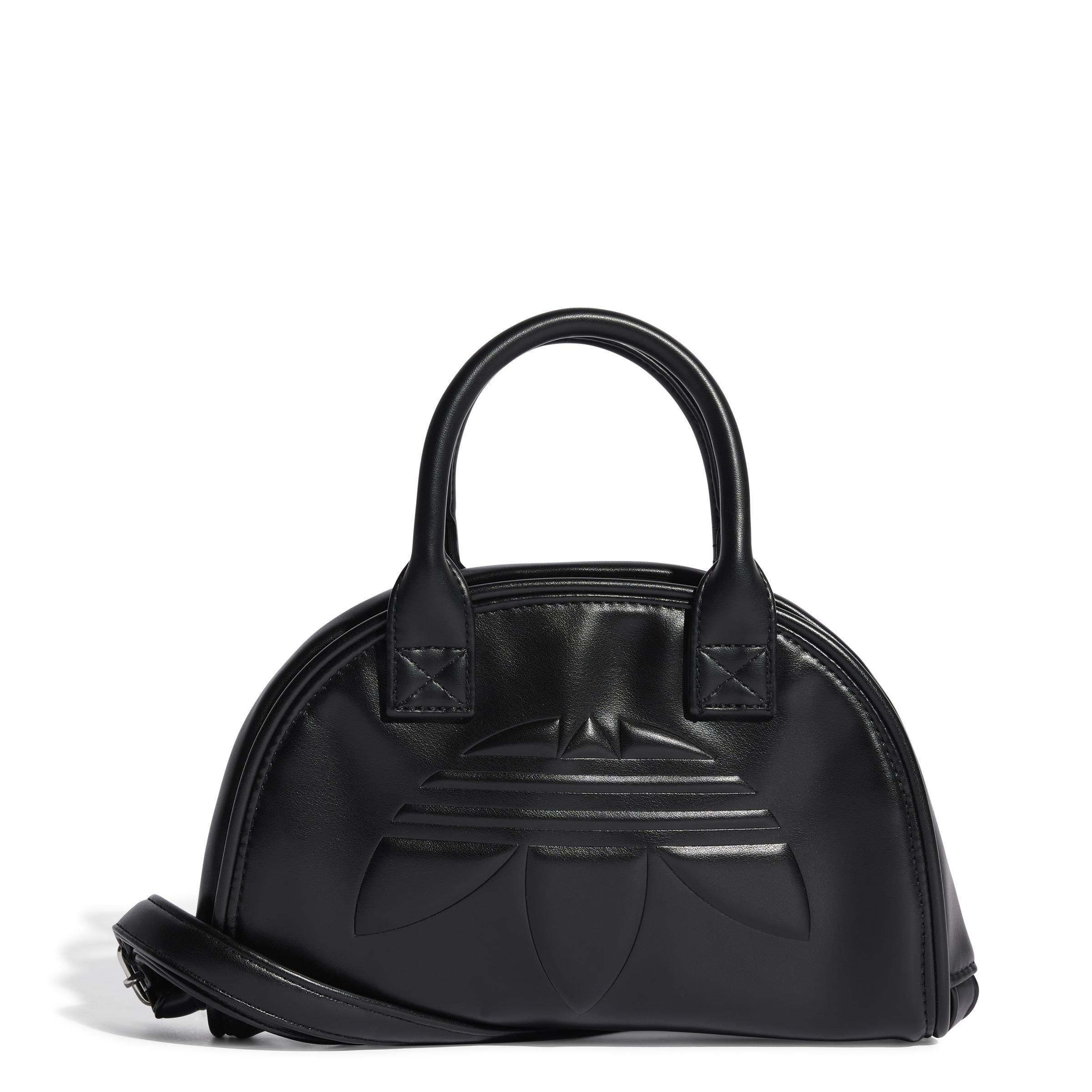 Polyurethane Trefoil Satchel Bag, Black, , large image number 2