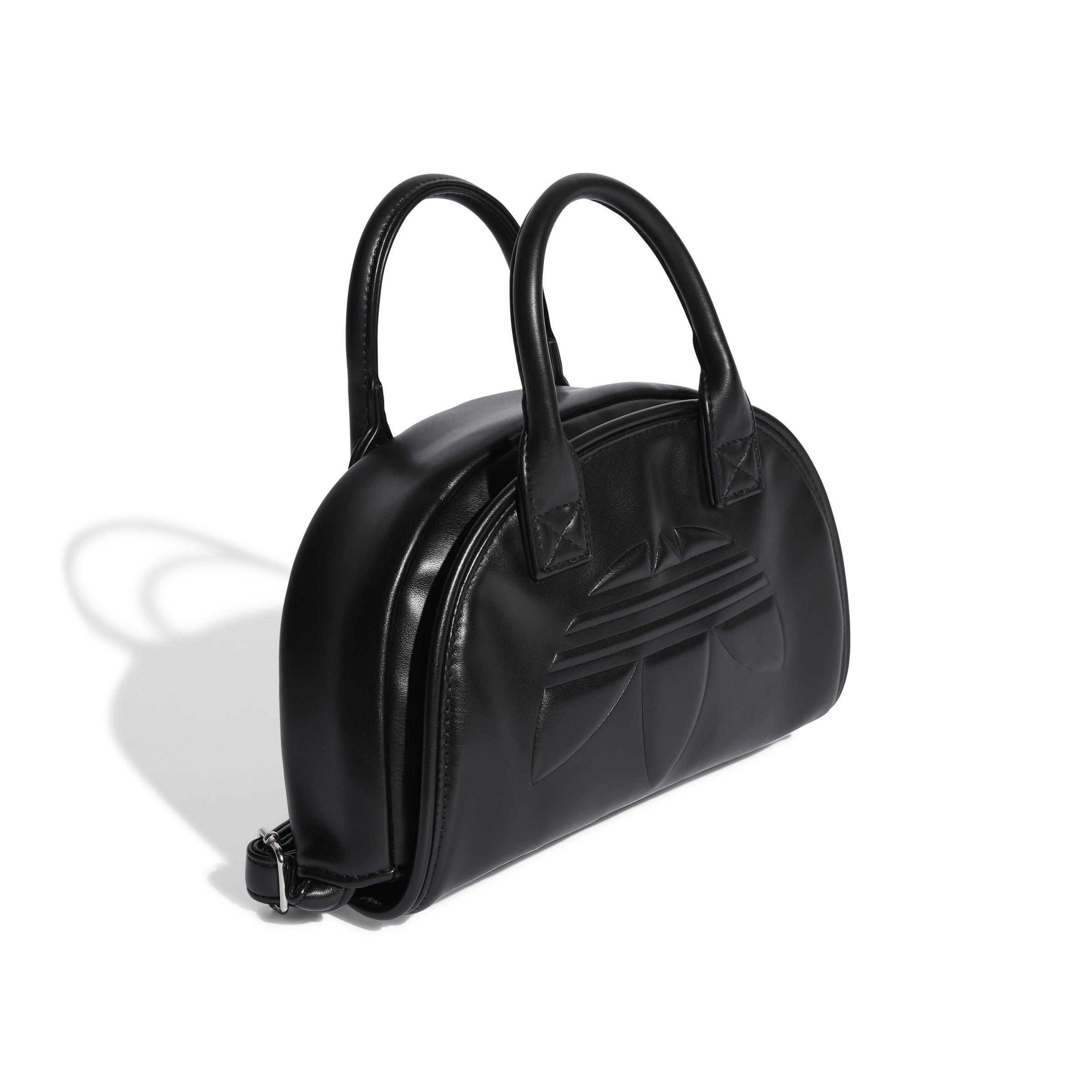 Polyurethane Trefoil Satchel Bag, Black, , large image number 3