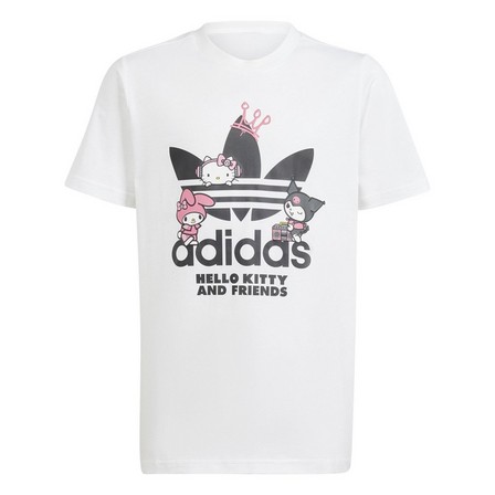 Kids Unisex Adidas Originals X Hello Kitty T-Shirt, White, A701_ONE, large image number 0
