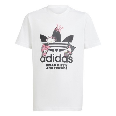 Kids Unisex Adidas Originals X Hello Kitty T-Shirt, White, A701_ONE, large image number 1