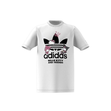 Kids Unisex Adidas Originals X Hello Kitty T-Shirt, White, A701_ONE, large image number 9