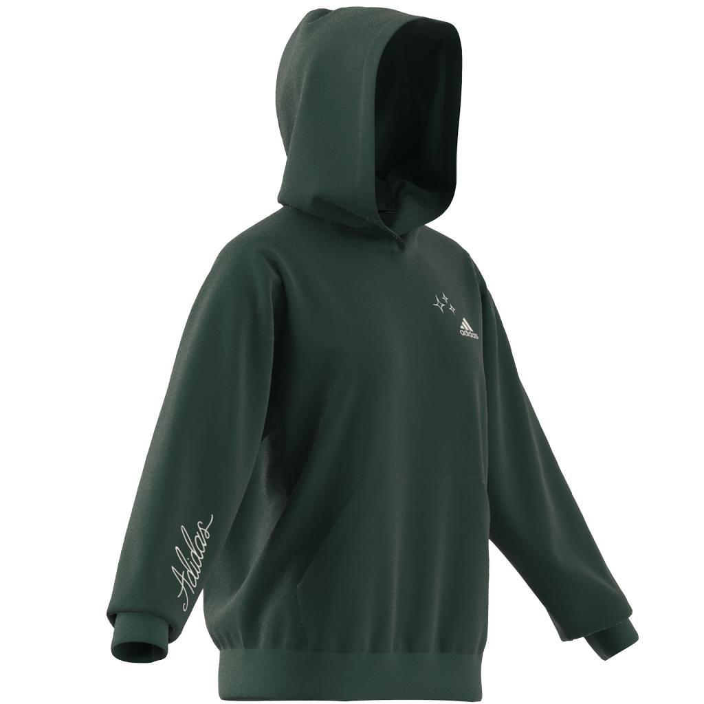 Women Scribble Embroidery French Terry Hoodie, Green, A701_ONE, large image number 9