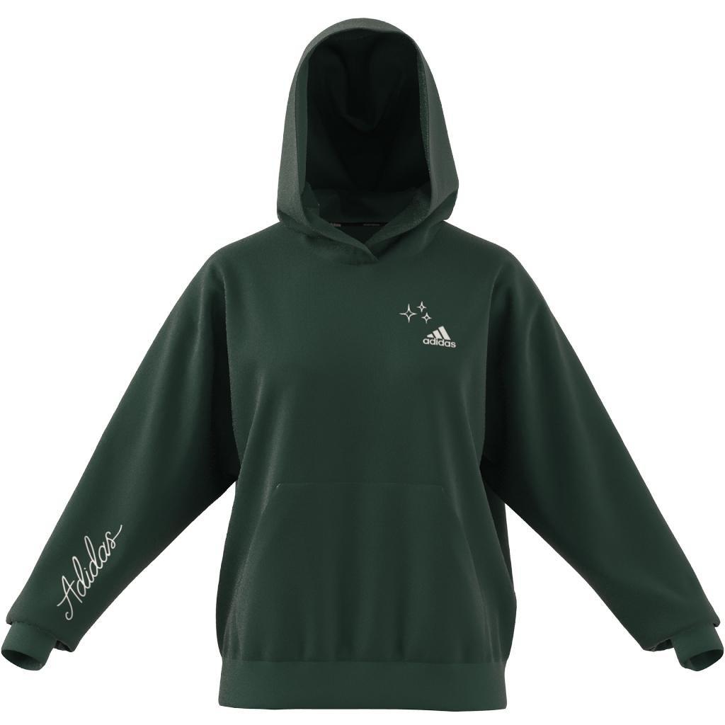 Women Scribble Embroidery French Terry Hoodie, Green, A701_ONE, large image number 11
