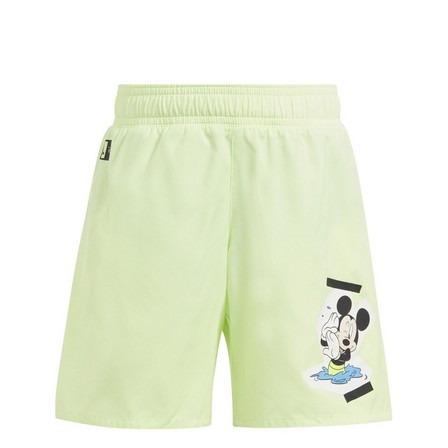 Kids Boys Adidas X Disney Mickey Mouse Swim Shorts, Green, A701_ONE, large image number 0