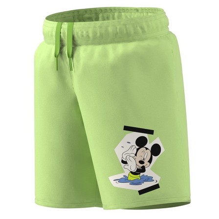 Kids Boys Adidas X Disney Mickey Mouse Swim Shorts, Green, A701_ONE, large image number 1
