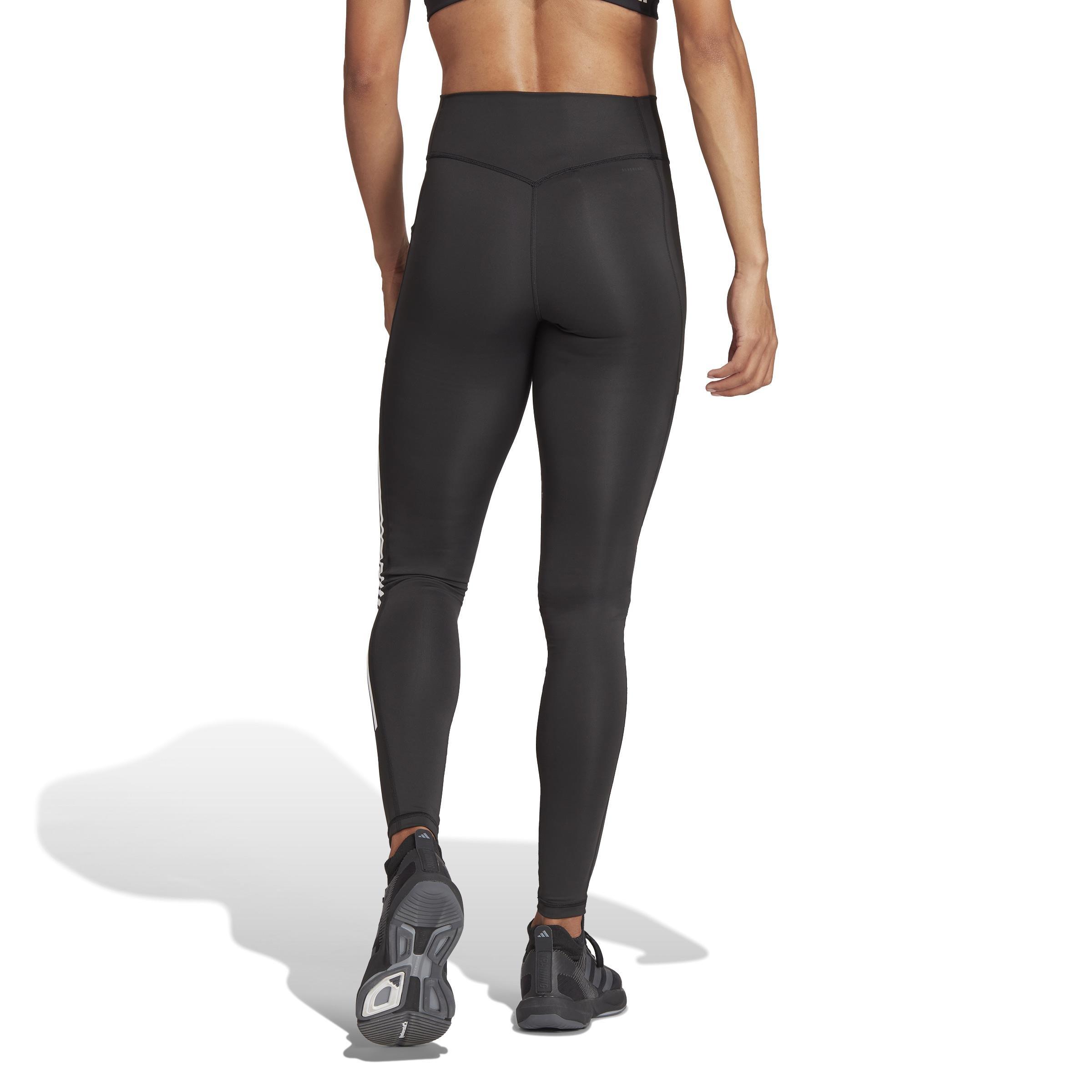 Optime 3-Stripes Full-Length Leggings, Black, , large image number 2