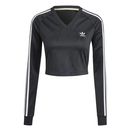 Women Long Sleeve Cropped Jersey, Black, A701_ONE, large image number 1