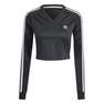 Women Long Sleeve Cropped Jersey, Black, A701_ONE, thumbnail image number 1