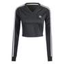 Women Long Sleeve Cropped Jersey, Black, A701_ONE, thumbnail image number 2