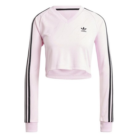 Women Long Sleeve Cropped Jersey, Pink, A701_ONE, large image number 1