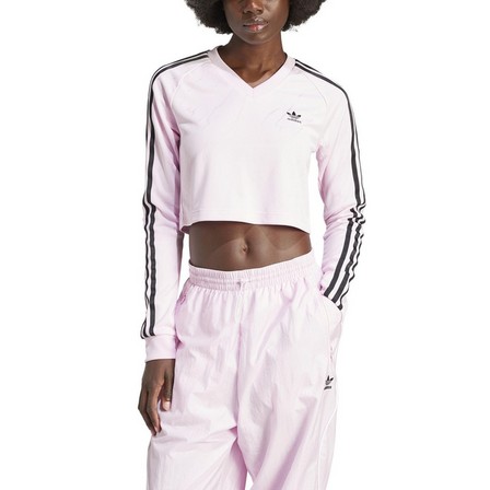 Women Long Sleeve Cropped Jersey, Pink, A701_ONE, large image number 2