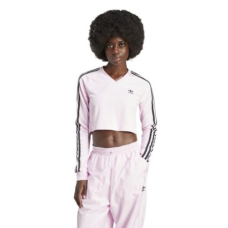 Women Long Sleeve Cropped Jersey, Pink, A701_ONE, large image number 9