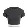 Women Tape Waistband T-Shirt, Black, A701_ONE, thumbnail image number 1